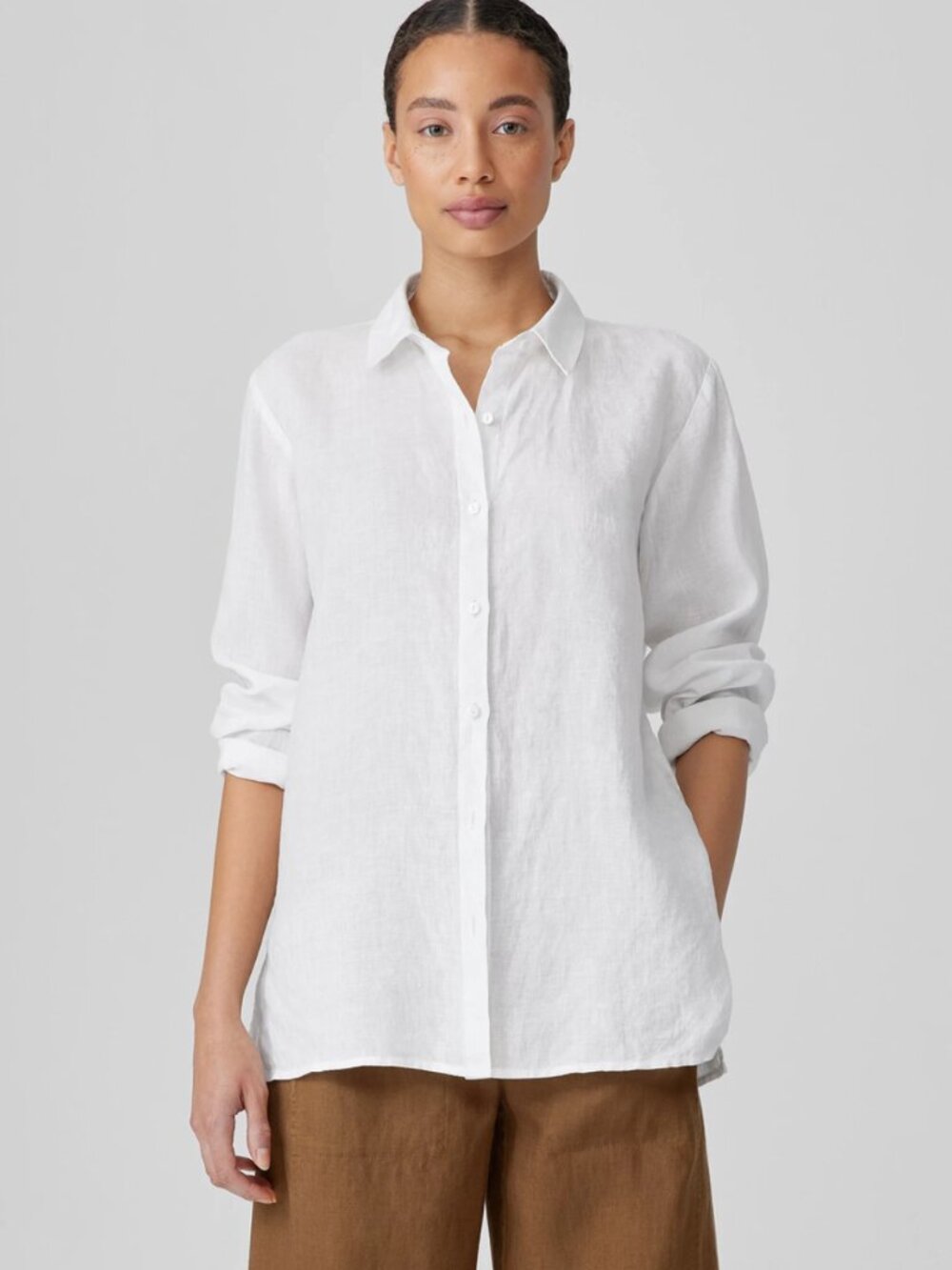 NWT Eileen Fisher Organic Handkerchief Linen Classic Collar Shirt - PS/PP